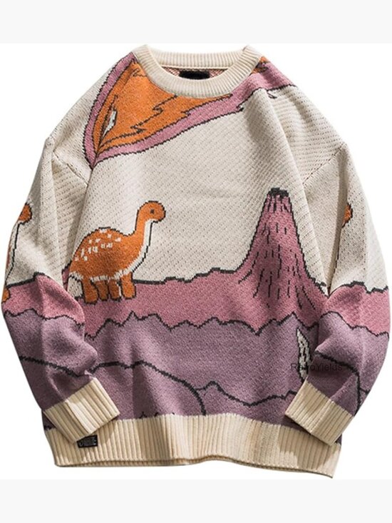 Other - Oversized Dinosaur Knit Pullover Sweater Unisex Crewneck